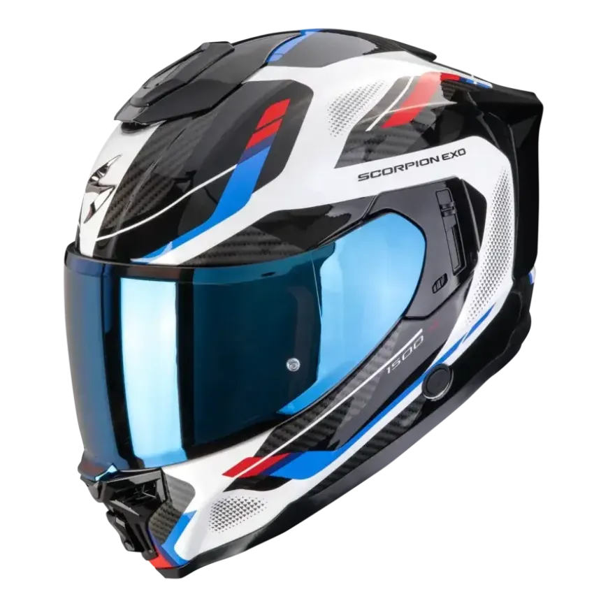 Scorpion EXO-1500 Sleek White Red Blue